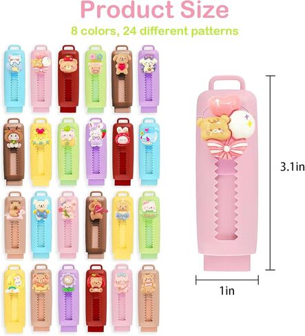 24 حزمة من المحايات اللطيفة القابلة للسحب للأطفال، ممحاة ممتعة للأطفال من Kawaii Kids ممحاة أقلام الرصاص للوازم المدرسية والفصول الدراسية ومكافآت المعلم. in Kuwait