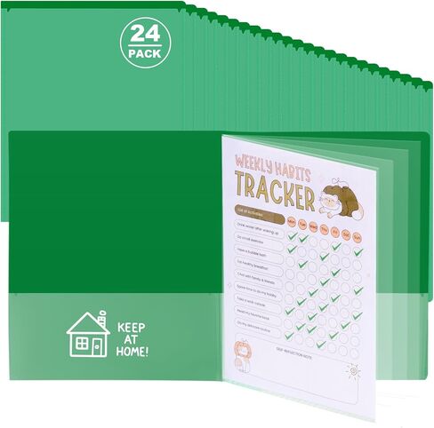 24 Pcs Back to School Take Home Folders for Elementary Students 2 Pocket Folders with Clear Front Pocket 4 Inner Pockets Parent Teacher Communication Folder Plastic Homework Folder 11.81 x 9.45 Inch in Saudi Arabia