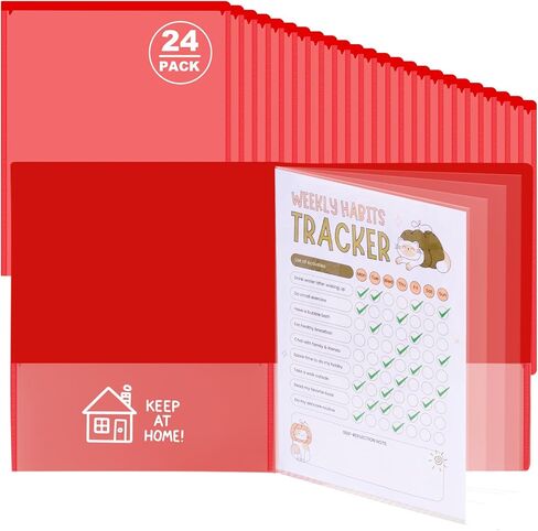 24 Pcs Back to School Take Home Folders for Elementary Students 2 Pocket Folders with Clear Front Pocket 4 Inner Pockets Parent Teacher Communication Folder Plastic Homework Folder 11.81 x 9.45 Inch in Saudi Arabia
