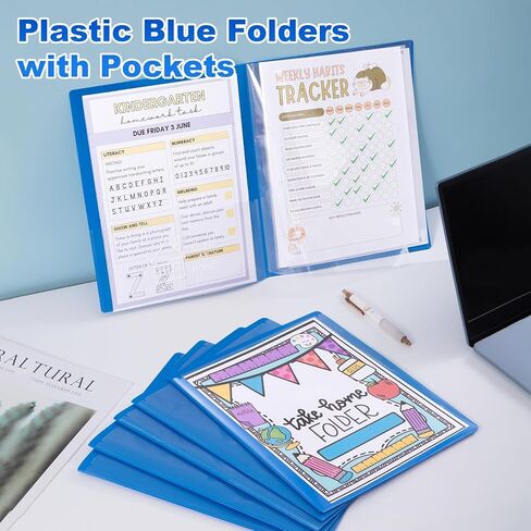 24 Pcs Back to School Take Home Folders for Elementary Students 2 Pocket Folders with Clear Front Pocket 4 Inner Pockets Parent Teacher Communication Folder Plastic Homework Folder 11.81 x 9.45 Inch in Saudi Arabia