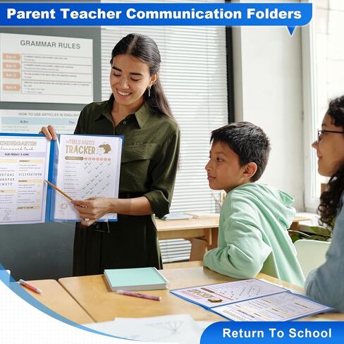 24 Pcs Back to School Take Home Folders for Elementary Students 2 Pocket Folders with Clear Front Pocket 4 Inner Pockets Parent Teacher Communication Folder Plastic Homework Folder 11.81 x 9.45 Inch in Saudi Arabia