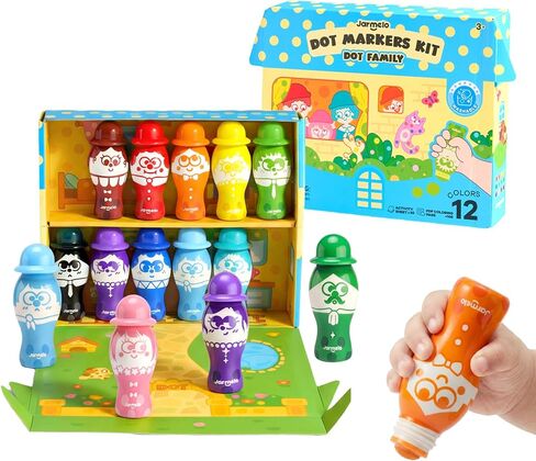 Jar Melo Dot Family Dot Markers for Toddlers, 6 Washable Bingo Daubers with 10 Activity Sheets & 120+ PDF Coloring Pages, Non-Toxic Kids Art Supplies for Preschool Learning, Gift for Ages 3+ in Saudi Arabia