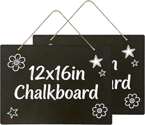 Hanging Chalkboard 12x16 Inch Double-Sided Chalkboard Sign Decorative Blackboard Wall Mounted for Home, Office, Restaurant, Bar（Horizontal 1pack） in Saudi Arabia