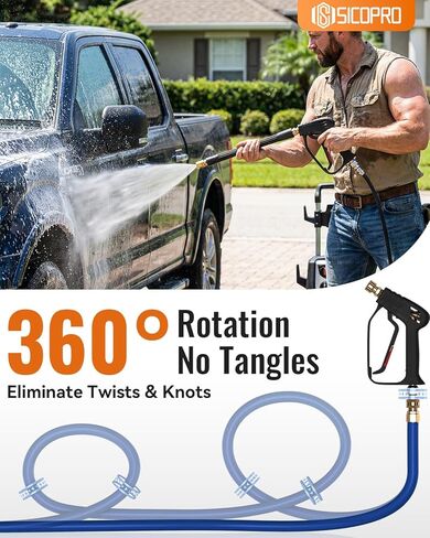 SICOPRO Short Pressure Washer Gun, Power Washer Gun for Car Wash Foam Gun, Stubby Pressure Washer Gun with 3/8" Male Plug and 1/4" Quick Connector Coupler, Anti-Tangle Design in Saudi Arabia