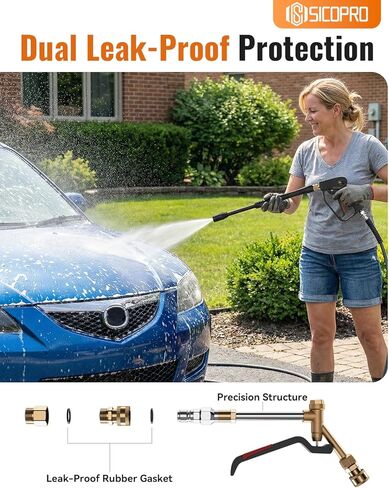 SICOPRO Short Pressure Washer Gun, Power Washer Gun for Car Wash Foam Gun, Stubby Pressure Washer Gun with 3/8" Male Plug and 1/4" Quick Connector Coupler, Anti-Tangle Design in Saudi Arabia