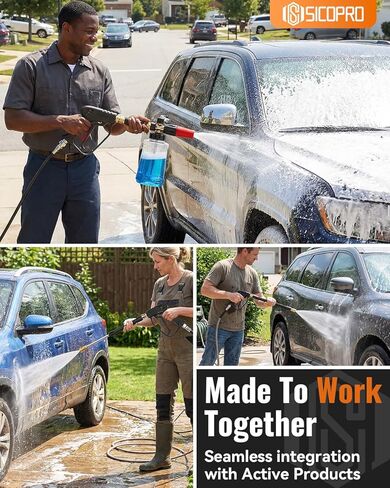 SICOPRO Short Pressure Washer Gun, Power Washer Gun for Car Wash Foam Gun, Stubby Pressure Washer Gun with 3/8" Male Plug and 1/4" Quick Connector Coupler, Anti-Tangle Design in Saudi Arabia