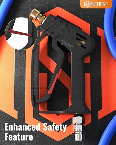 SICOPRO Short Pressure Washer Gun, Power Washer Gun for Car Wash Foam Gun, Stubby Pressure Washer Gun with 3/8" Male Plug and 1/4" Quick Connector Coupler, Anti-Tangle Design in Saudi Arabia