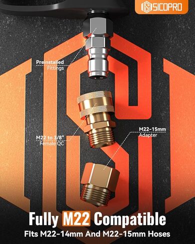 SICOPRO Short Pressure Washer Gun, Power Washer Gun for Car Wash Foam Gun, Stubby Pressure Washer Gun with 3/8" Male Plug and 1/4" Quick Connector Coupler, Anti-Tangle Design in Saudi Arabia