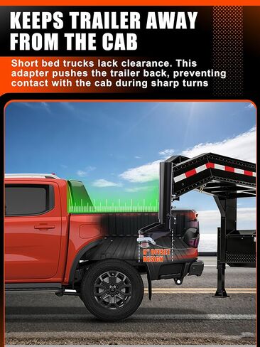 8" Offset Gooseneck Hitch Extender, Heavy Duty Gooseneck Coupler for 2-5/16" Gooseneck Ball, 4" Round Tube, Provides Extra Clearance & Improved Turning Safety for Short Bed Trucks in Saudi Arabia