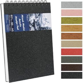 5x7in Black Paper Mixed Media Sketchbook, 110gsm Spiral Bound Art Journal Sketchbook, 70Sheets Acid-Free Travel Pocket Sketch Pad for Drawing, Illustration, Ideal for Most Dry Media in Saudi Arabia