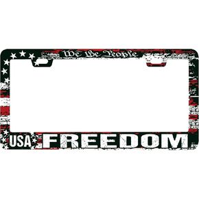 American Flag License Plate Frame, 2 Pack Vintage Patriotic USA Flag Aluminum License Plate Holder Covers,Universal Car License Plate Frame with Screws for Women Men in Saudi Arabia