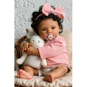 WOOROY Reborn Baby Doll Black Girl, 18 Inch Realistic African American Newborn Real Life Baby Doll, Handmade Realistic Vinyl Lifelike Baby Doll with Clothes for Kids and Collectors in Saudi Arabia