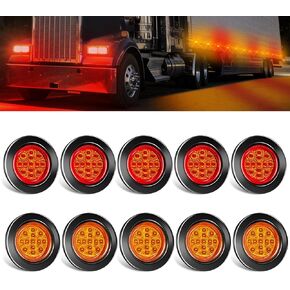 2.5" Round 5 Amber + 5 Red 13 LED Side Marker Clearance Lights Waterproof with Rubber Grommet and Wire Pigtail for 12V Truck Trailer RV with Reflectors in Saudi Arabia