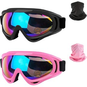 Motorcycle Goggles - 2 Pack ATV Dirt Bike Motocross Riding Goggles with Neck Gaite for Men Women in Saudi Arabia