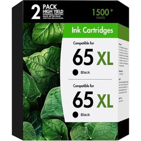 خراطيش حبر سوداء 65 65XL بديلة لخرطوشة الحبر السوداء HP 65XL تعمل من أجل Envy 5055 DeskJet 3755 3700 3772 2600 3752 Envy 5000 5052 5070 طابعة سوداء عالية الإنتاجية، عبوة من قطعتين in Kuwait