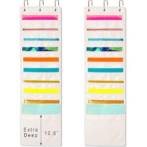 Hanging Organizer, 12x12 Paper Storage, Deep Pocket Vinyl Holder, for Cardstock, Scrapbook, Craft Paper, Cut Mat, Beige Color, Pack of 2 in Saudi Arabia