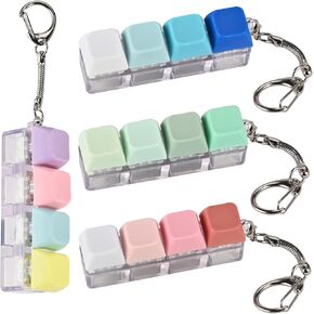 GOLDGE 4 Pack Keyboard Fidget Toy, 4-in-1 Keyboard Keychain Silent Fidget Toys, Button Stress Relief Clicker Toys for Adults- Calm Anxiety, Focus Boost, Portable Sensory Stress-Relief Fidget Gifts in Kuwait