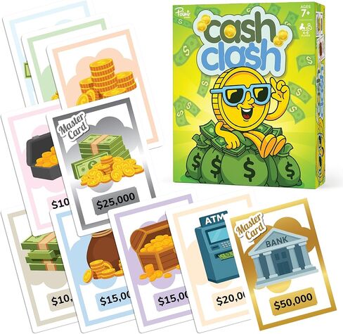 لعبة Point Games Cash Clash Card - لعبة بناء الثروة العائلية سريعة الوتيرة، مجموعة تنافسية وإستراتيجية | لعبة ممتعة للحفلات للأطفال والمراهقين والكبار | للأعمار من 7 سنوات فما فوق in Kuwait