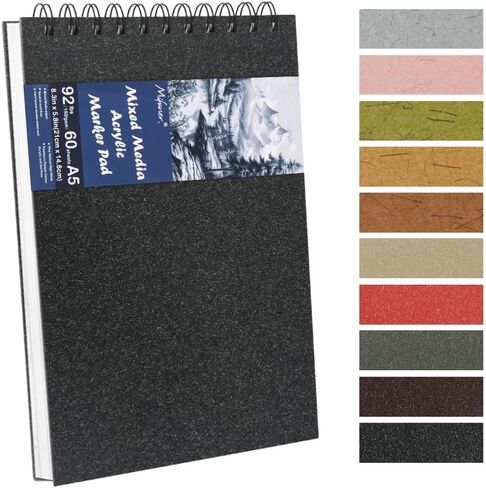 5x7in Black Paper Mixed Media Sketchbook, 110gsm Spiral Bound Art Journal Sketchbook, 70Sheets Acid-Free Travel Pocket Sketch Pad for Drawing, Illustration, Ideal for Most Dry Media in Saudi Arabia