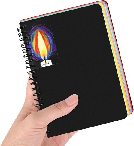 5x7in Black Paper Mixed Media Sketchbook, 110gsm Spiral Bound Art Journal Sketchbook, 70Sheets Acid-Free Travel Pocket Sketch Pad for Drawing, Illustration, Ideal for Most Dry Media in Saudi Arabia