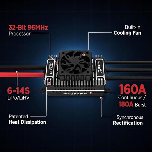 ZTW Mantis G2 160A ESC HV 6-14S OPTO Brushless Speed Controller for RC Airplane Aircraft Fixed-Wing EDF Jet in Saudi Arabia