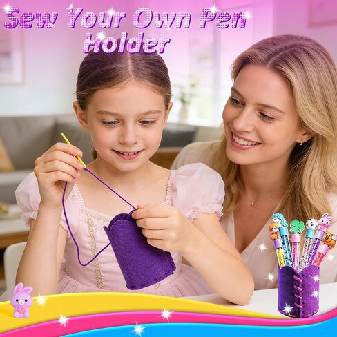 مجموعة أدوات صنع الأقلام DIY من MOMUSE، استوديو إبداعي القلم المرح - اصنع 6 أقلام لامعة سباركلي وغرز حامل القلم الخاص بك، مجموعات خياطة الألعاب اليدوية الإبداعية للأطفال والبنات المراهقات 6 7 8 9 10 11 12 هدية عيد ميلاد in Kuwait