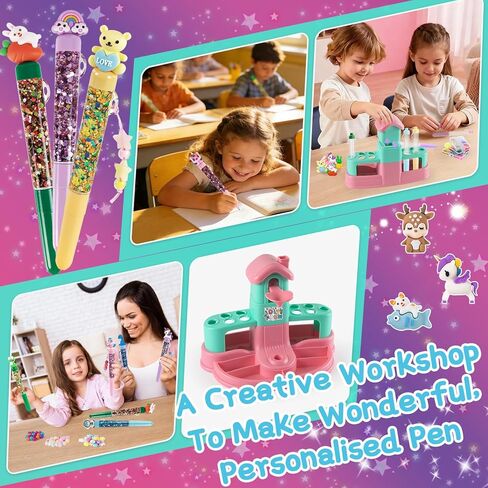 Subao 78+ DIY Glitter Gel Pens Making Kit,Pen Creator Studio,Make Your Own 15 Sparkly Colorful Pens,Creative Arts and Crafts for Kids,Birthday Xmas Gifts for Girls 5 6 7 8 9 10 11 12 Years Old in Saudi Arabia
