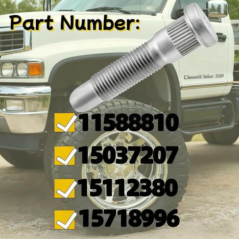11588810 M14x1.5 Wheel Studs Wheel Lug Stud Compatible with Chevrolet Silverado 3500 HD 2007-2010 Tahoe Express GMC Sierra Yukon Cadillac Hummer(12PCS) in Saudi Arabia