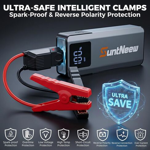 Jump Starter Power Bank 16000mAh, 12V Heavy-Duty Battery Booster for 8.0L Gas/6.5L Diesel Vehicles (Cars, Trucks, SUVs, ATVs), with PD 60W Fast Charging & LED Emergency Light in Saudi Arabia