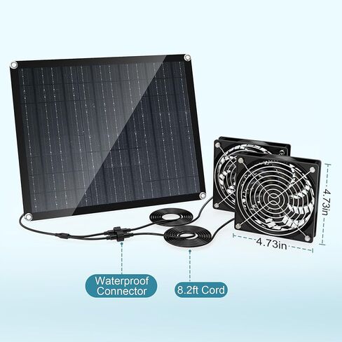 Solar Fan, 30W Solar Fan for greenhouses, Small Chicken coops, and pet Houses. IPX7 Waterproof Solar Panel Fan kit in Saudi Arabia