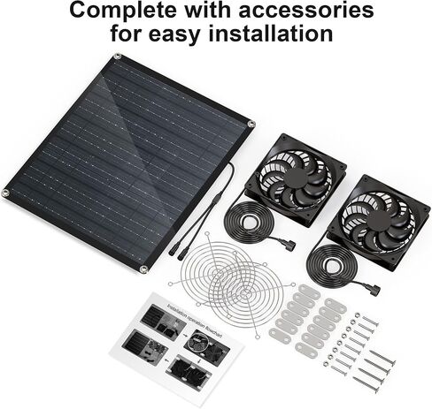 Solar Fan, 30W Solar Fan for greenhouses, Small Chicken coops, and pet Houses. IPX7 Waterproof Solar Panel Fan kit in Saudi Arabia