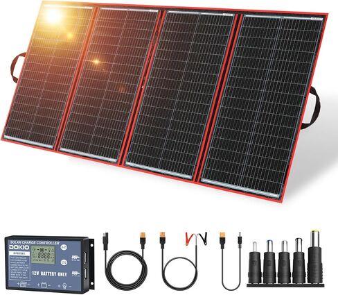 DOKIO 100W Portable Foldable Solar Panel Kit (19x26in, 5.3lb), with Separate Controller and Dual USB, Monocrystalline Charger for 12V Batteries & Power Stations, RV Camping Trailer Emergency Backup in Saudi Arabia