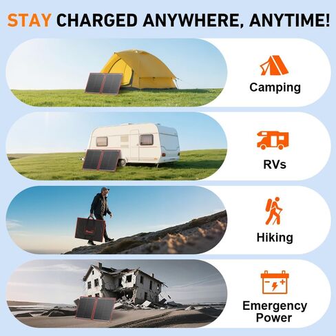 DOKIO 100W Portable Foldable Solar Panel Kit (19x26in, 5.3lb), with Separate Controller and Dual USB, Monocrystalline Charger for 12V Batteries & Power Stations, RV Camping Trailer Emergency Backup in Saudi Arabia