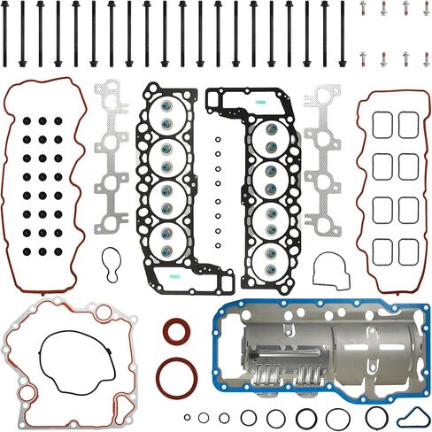 4.7 Engine Full Gasket Set with Head Bolt & Oil Pan Gasket Kit Fit for Dodge Ram 1500 Dakota Durango Jeep Grand Cherokee Chrysler Aspen 4.7L 2004-2007 V8 OE#HS26157PT-1 CS26157 in Saudi Arabia