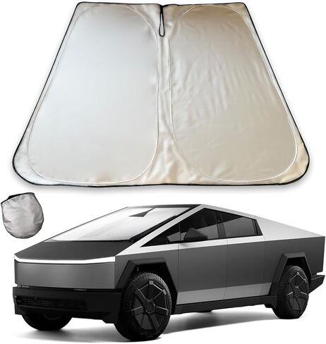 مظلة للزجاج الأمامي لسيارة Tesla Cybertruck 2024 2025، مناسبة حسب الطلب للنافذة الأمامية القابلة للطي ومظلة من الأشعة فوق البنفسجية وواقي عازل للحرارة مع حقيبة تخزين in Kuwait