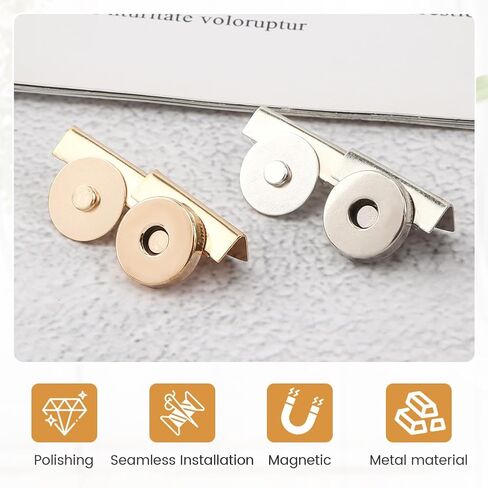 24 Sets Magnetic Snaps Buttons, No-Sew Metal Magnetic Buttons Clasps Purse Closure, Suitable for Bags, Clothing, Crafts, DIY Accessories(Edition:A) in Kuwait