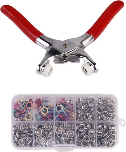 100-piece Metal Snap Button Set, Including Pliers and Pressing Tools, Suitable for DIY Crafts, Garment Sewing, Baby Clothing Sewing Snap Button Set (Colorful Cutout) in Saudi Arabia