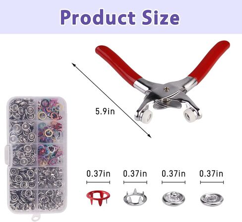 100-piece Metal Snap Button Set, Including Pliers and Pressing Tools, Suitable for DIY Crafts, Garment Sewing, Baby Clothing Sewing Snap Button Set (Colorful Cutout) in Saudi Arabia