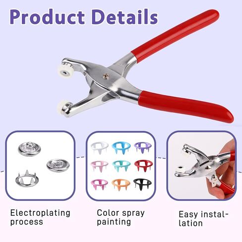 100-piece Metal Snap Button Set, Including Pliers and Pressing Tools, Suitable for DIY Crafts, Garment Sewing, Baby Clothing Sewing Snap Button Set (Colorful Cutout) in Saudi Arabia
