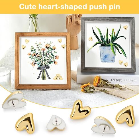 30Pcs Gold Heart Push Pins for Bulletin Board, Refrigerator Magnets, Cute Thumb Tacks for Cork Board, Decorative Thumbtacks for Corkboard, Office, Needlepoint in Saudi Arabia