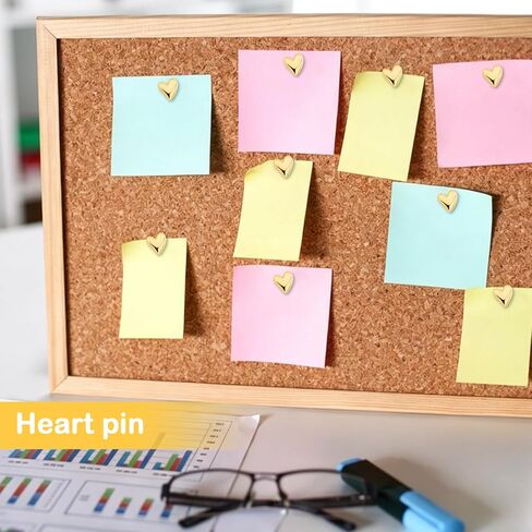 30Pcs Gold Heart Push Pins for Bulletin Board, Refrigerator Magnets, Cute Thumb Tacks for Cork Board, Decorative Thumbtacks for Corkboard, Office, Needlepoint in Saudi Arabia
