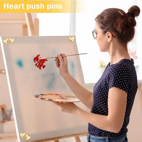 30Pcs Gold Heart Push Pins for Bulletin Board, Refrigerator Magnets, Cute Thumb Tacks for Cork Board, Decorative Thumbtacks for Corkboard, Office, Needlepoint in Saudi Arabia