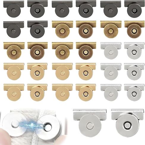 No-Sewing Magnetic Clasp, 16 Pack 4 Colors No-Sewing Magnetic Clasp, Metal Buckle Clasp Purse Clasps For Purse HandbagClothing Tote Bags DIY Crafts (Gold Silver Copper Gray) in Kuwait