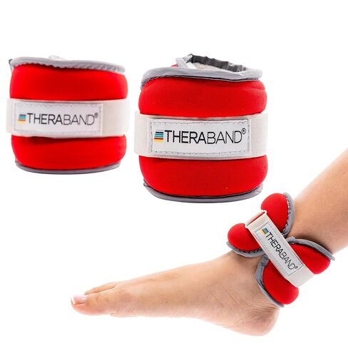 THERABAND Ankle Weights, Comfort Fit Wrist & Ankle Cuff Weight Set, Adjustable Walking Weights for Cardio, Home Workout, Ankle Strengthening & Physical Therapy, Red, 1 lb. Each, Set of 2, 2 Pounds in Saudi Arabia