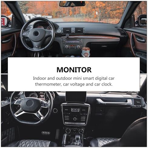 Car Digital Clock with Dual Temperature Display and Voltage Monitor, 12v LED Backlight Auto Electronic Thermometer for Vehicle Dashboard, Orange and Light in Saudi Arabia