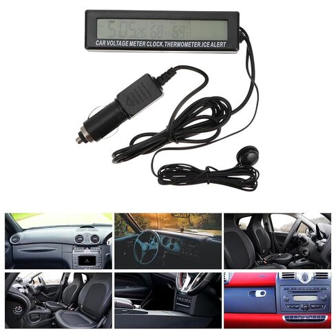 Car Digital Clock with Dual Temperature Display and Voltage Monitor, 12v LED Backlight Auto Electronic Thermometer for Vehicle Dashboard, Orange and Light in Saudi Arabia