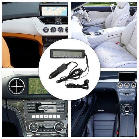 Car Digital Clock with Dual Temperature Display and Voltage Monitor, 12v LED Backlight Auto Electronic Thermometer for Vehicle Dashboard, Orange and Light in Saudi Arabia