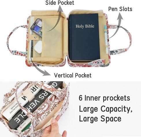 Bible Cover for Women with Accessories, Floral Pattern, Includes Highlighters, Pens, Bookmarks, Sticky Notes, Bible Case (Flower) in Saudi Arabia