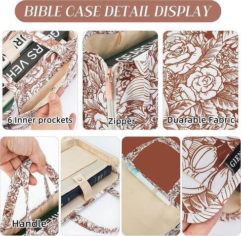 Bible Cover for Women with Accessories, Floral Pattern, Includes Highlighters, Pens, Bookmarks, Sticky Notes, Bible Case (Flower) in Saudi Arabia