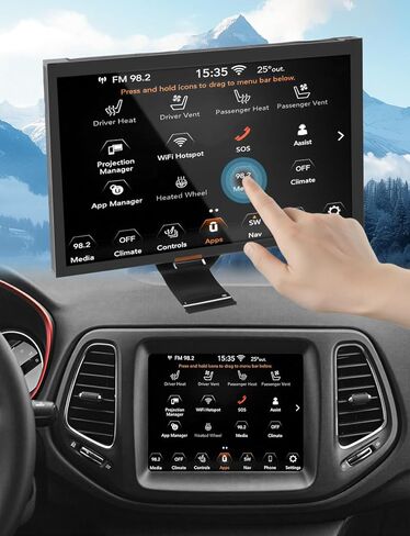 استبدال شاشة اللمس Uconnect مقاس 7 بوصات مع دعامة لسيارة Jeep Compass 2017–2020 & Renegade 2018–2020، محول رقمي LCD ملائم لتصنيع المعدات الأصلية، استبدل TDO-WXGA0700K00033-V2 / 00057-V1 in Kuwait